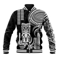 Hawaii Ku God Baseball Jacket Kakau Mix Polynesian Tattoo LT14 Unisex Black - Polynesian Pride