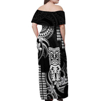 Hawaii Ku God Off Shoulder Maxi Dress Kakau Mix Polynesian Tattoo LT14 - Polynesian Pride