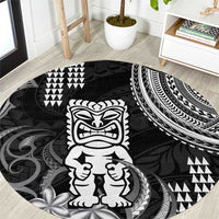 Hawaii Ku God Round Carpet Kakau Mix Polynesian Tattoo LT14 Black - Polynesian Pride