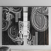 Hawaii Ku God Window Curtain Kakau Mix Polynesian Tattoo LT14 With Hooks Black - Polynesian Pride