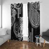 Hawaii Ku God Window Curtain Kakau Mix Polynesian Tattoo LT14 With Grommets Black - Polynesian Pride
