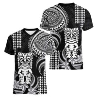 Hawaii Ku God Women V-Neck T-Shirt Kakau Mix Polynesian Tattoo LT14 - Polynesian Pride