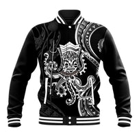 Black Hawaii Kanaloa God Baseball Jacket Hawaiian Octopus LT14 Unisex Black - Polynesian Pride