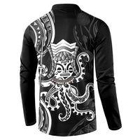 Black Hawaii Kanaloa God Button Sweatshirt Hawaiian Octopus LT14 - Polynesian Pride