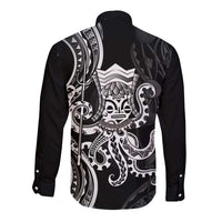 Black Hawaii Kanaloa God Long Sleeve Button Shirt Hawaiian Octopus LT14 - Polynesian Pride