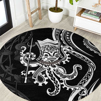 Black Hawaii Kanaloa God Round Carpet Hawaiian Octopus LT14 Black - Polynesian Pride