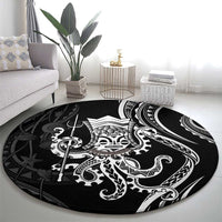 Black Hawaii Kanaloa God Round Carpet Hawaiian Octopus LT14 - Polynesian Pride