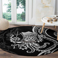 Black Hawaii Kanaloa God Round Carpet Hawaiian Octopus LT14 - Polynesian Pride