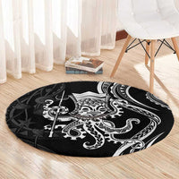Black Hawaii Kanaloa God Round Carpet Hawaiian Octopus LT14 - Polynesian Pride