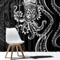 Black Hawaii Kanaloa God Window Curtain Hawaiian Octopus LT14 - Polynesian Pride