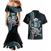 Turquoise Hawaii Kanaloa God Couples Matching Mermaid Dress and Hawaiian Shirt Hawaiian Octopus