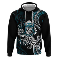 Turquoise Hawaii Kanaloa God Zip Hoodie Hawaiian Octopus