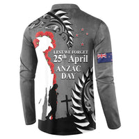 New Zealand ANZAC Day Button Sweatshirt 25th April Silver Fern With Poppy LT14 - Polynesian Pride