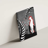 New Zealand ANZAC Day Canvas Wall Art 25th April Silver Fern With Poppy LT14 - Polynesian Pride