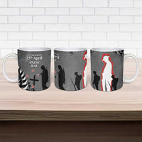 New Zealand ANZAC Day Ceramic Mug 25th April Silver Fern With Poppy - Polynesian Pride