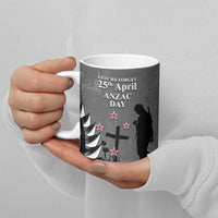 New Zealand ANZAC Day Ceramic Mug 25th April Silver Fern With Poppy - Polynesian Pride