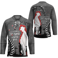 New Zealand ANZAC Day Hockey Jersey 25th April Silver Fern With Poppy LT14 - Polynesian Pride