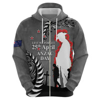 New Zealand ANZAC Day Hoodie 25th April Silver Fern With Poppy