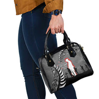 New Zealand ANZAC Day Shoulder Handbag 25th April Silver Fern With Poppy