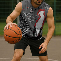 New Zealand ANZAC Day Sleeveless Hoodie 25th April Silver Fern With Poppy - Polynesian Pride