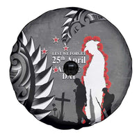 New Zealand ANZAC Day Spare Tire Cover 25th April Silver Fern With Poppy