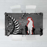 New Zealand ANZAC Day Tablecloth 25th April Silver Fern With Poppy LT14 Gray - Polynesian Pride