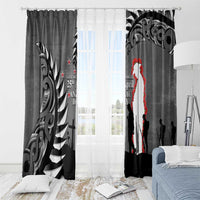 New Zealand ANZAC Day Window Curtain 25th April Silver Fern With Poppy LT14 - Polynesian Pride