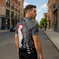 New Zealand ANZAC Day Zipper Polo Shirt 25th April Silver Fern With Poppy - Polynesian Pride