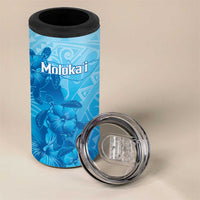 Aloha Hawaii Molokai Island 4 in 1 Can Cooler Tumbler Hibiscus Tribal Honu Hawaiian Tattoo