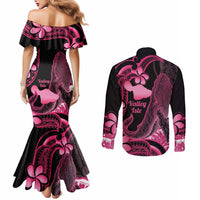 Aloha Hawaii Maui Couples Matching Mermaid Dress and Long Sleeve Button Shirt Valley Isle Humpback Whale Black LT14 - Polynesian Pride