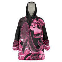 Aloha Hawaii Maui Wearable Blanket Hoodie Valley Isle Humpback Whale Black LT14 One Size Black - Polynesian Pride