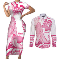 Aloha Hawaii Maui Couples Matching Short Sleeve Bodycon Dress and Long Sleeve Button Shirt Valley Isle Humpback Whale White LT14 White - Polynesian Pride