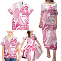 Aloha Hawaii Maui Family Matching Puletasi and Hawaiian Shirt Valley Isle Humpback Whale White