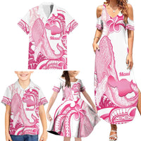 Aloha Hawaii Maui Family Matching Summer Maxi Dress and Hawaiian Shirt Valley Isle Humpback Whale White