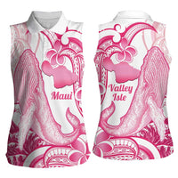 Aloha Hawaii Maui Women Sleeveless Polo Shirt Valley Isle Humpback Whale White