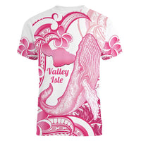 Aloha Hawaii Maui Women V-Neck T-Shirt Valley Isle Humpback Whale White LT14 - Polynesian Pride