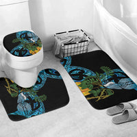 Turquoise New Zealand Kowhai And Piwakawaka Bathroom Set Maori Ngaru Paua Shell - Polynesian Pride