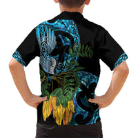 Turquoise New Zealand Kowhai And Piwakawaka Hawaiian Shirt Maori Ngaru Paua Shell LT14 - Polynesian Pride