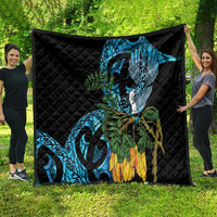 Turquoise New Zealand Kowhai And Piwakawaka Quilt Maori Ngaru Paua Shell