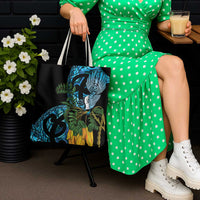 Turquoise New Zealand Kowhai And Piwakawaka Tote Bag Maori Ngaru Paua Shell - Polynesian Pride