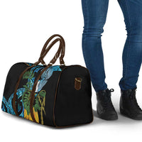 Turquoise New Zealand Kowhai And Piwakawaka Travel Bag Maori Ngaru Paua Shell - Polynesian Pride