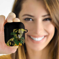 Yellow New Zealand Kowhai And Piwakawaka AirPods Case Maori Ngaru Paua Shell - Polynesian Pride