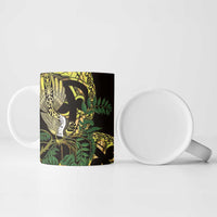 Yellow New Zealand Kowhai And Piwakawaka Ceramic Mug Maori Ngaru Paua Shell - Polynesian Pride