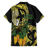 Yellow New Zealand Kowhai And Piwakawaka Family Matching Off Shoulder Short Dress and Hawaiian Shirt Maori Ngaru Paua Shell