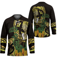 Yellow New Zealand Kowhai And Piwakawaka Hockey Jersey Maori Ngaru Paua Shell - Polynesian Pride