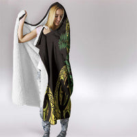Yellow New Zealand Kowhai And Piwakawaka Hooded Blanket Maori Ngaru Paua Shell