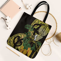 Yellow New Zealand Kowhai And Piwakawaka Tote Bag Maori Ngaru Paua Shell - Polynesian Pride