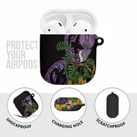 Purple New Zealand Kowhai And Piwakawaka AirPods Case Maori Ngaru Paua Shell - Polynesian Pride