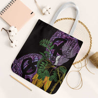 Purple New Zealand Kowhai And Piwakawaka Tote Bag Maori Ngaru Paua Shell - Polynesian Pride
