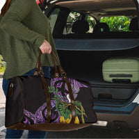 Purple New Zealand Kowhai And Piwakawaka Travel Bag Maori Ngaru Paua Shell - Polynesian Pride